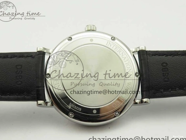 MIROTIME 0309 Portofino Automatic SS FKF 1:1 Best Edition White Dial RG Markers on Black Leather Strap A Stretchable 7141
